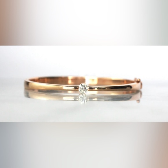 Women’s 14k Yellow Gold Diamond Bracelet Bangle by Sabrina - Picture 2 of 15